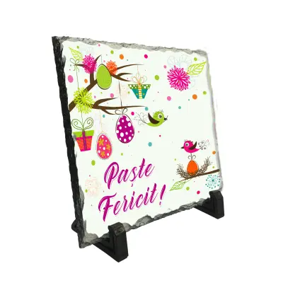 Paste fericit, piatra ardezie personalizata, cu mesaj model, pa123